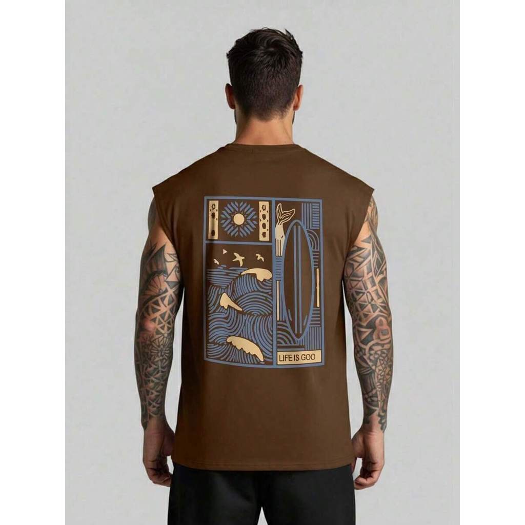Camiseta Streetwear Regata Surf Camisa Oversized Masculina Estilo Verão Praia Summer Blusa Cavada Unissex Larga Algodão