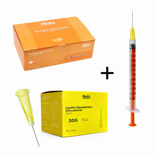 Kit C/100 Seringas de Insulina 1ml (100ui) Slip + 100 Agulhas 13 x 0,30mm (30g) - Medix em Oferta na Shopee