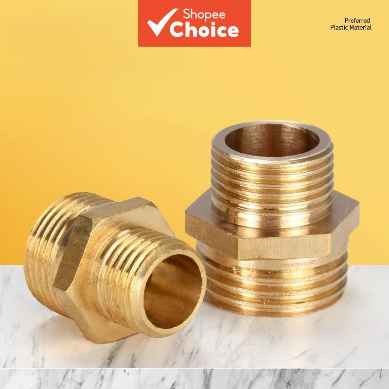 Conector de latão de uma peça, tipo de rosca igual, conector roscado macho para tamanhos de conexão 1/8, 1/4, 3/8, 1/2,