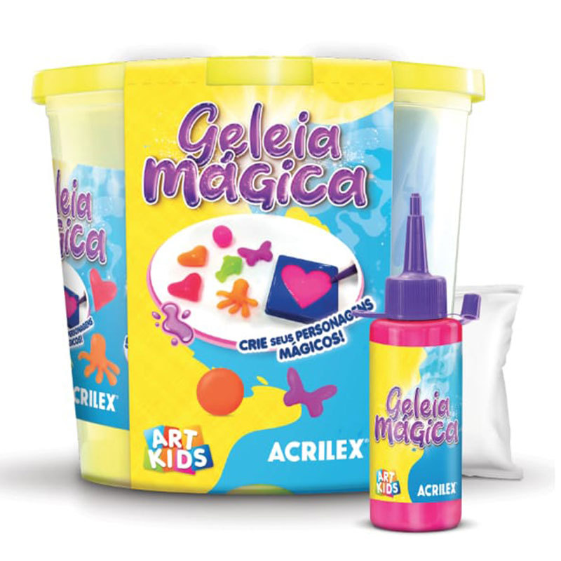 Geleia mágica Big Balde com 4 cores sortidas e 7 moldes 47005 Acrilex em Oferta na Shopee