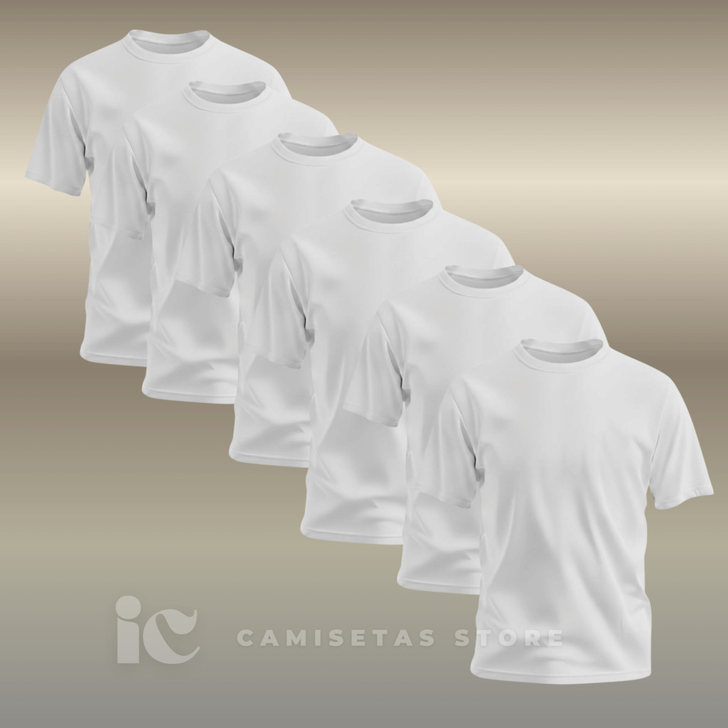 Kit 6 Camiseta Masculina Básica 100% Algodão Camisa Blusa Unissex Casual Branca
