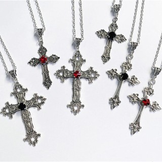 Colares Com Pingente De Cruz Grande De Cristal Punk Para Mulheres E Homens , Joias Unissex Irregular Gótica