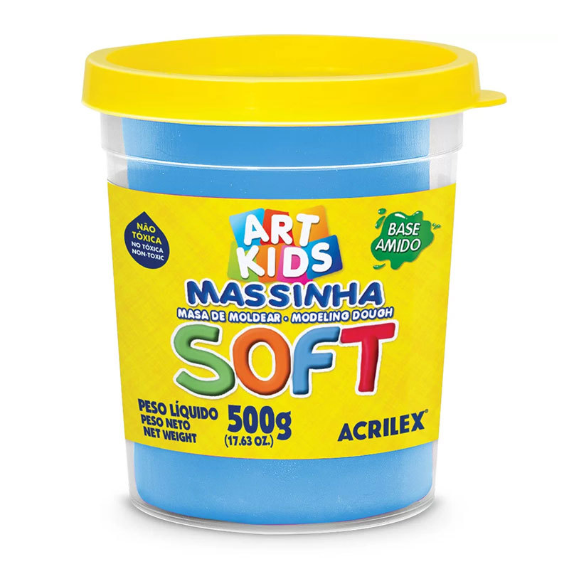 Massa de modelar Soft 500g Azul 109 Acrilex em Oferta na Shopee
