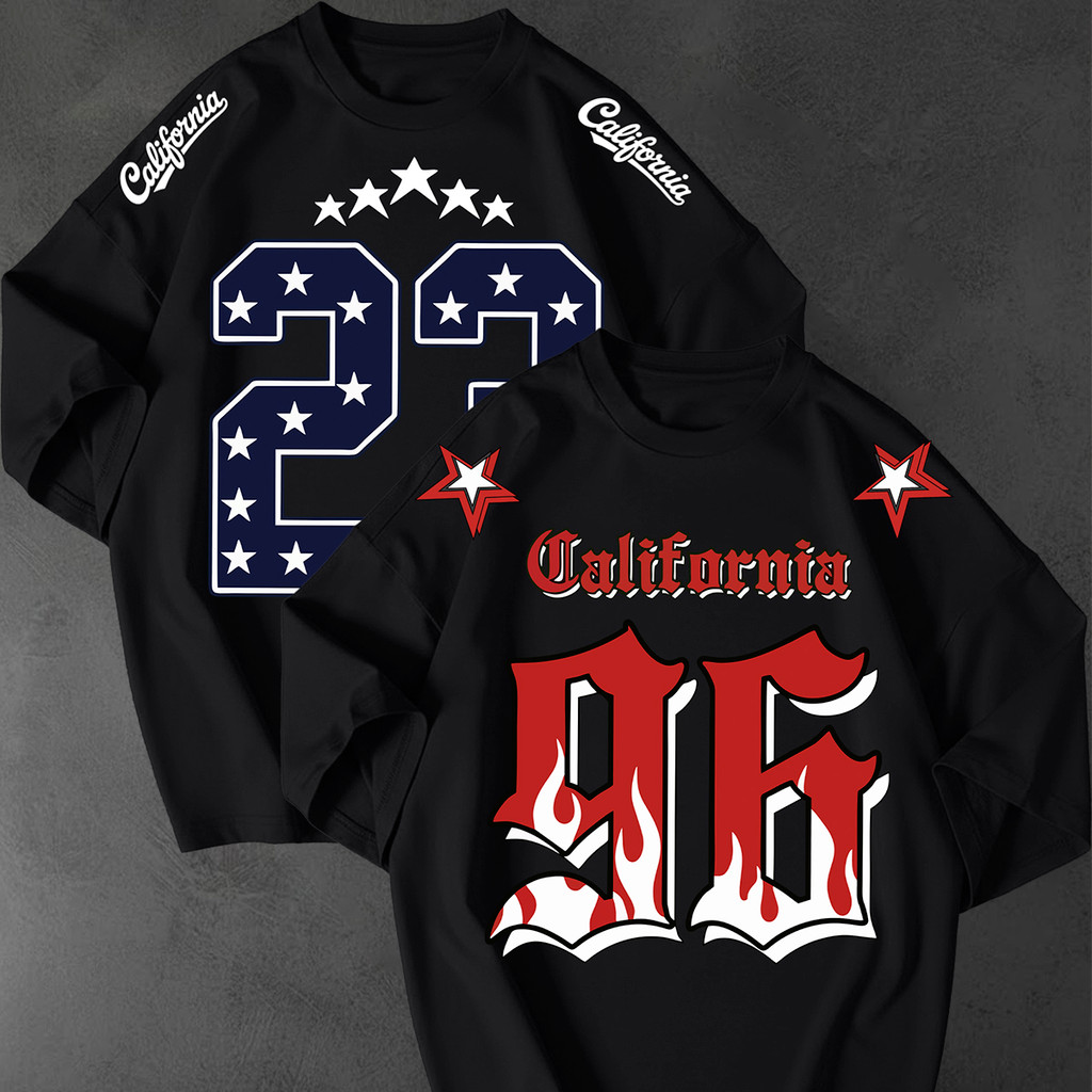 Kit 2 Camisetão Oversized Streetwear Estampa California Numero 23 96 Unissex College Larga Academia
