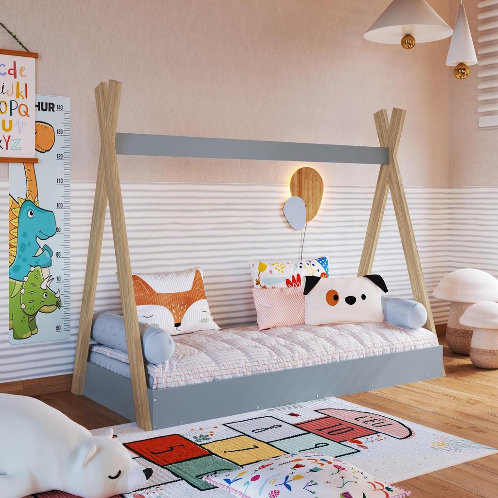 Cama Infantil Cabana Montessoriana de Solteiro para Menino Menina