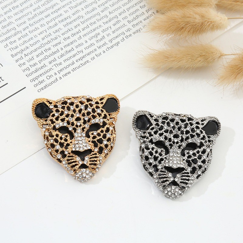 Luxo Strass Leopardo Cabeça Broches Para Mulheres Pinos Animais Acessórios De Festa Casual Novos Presentes Amigos Decora