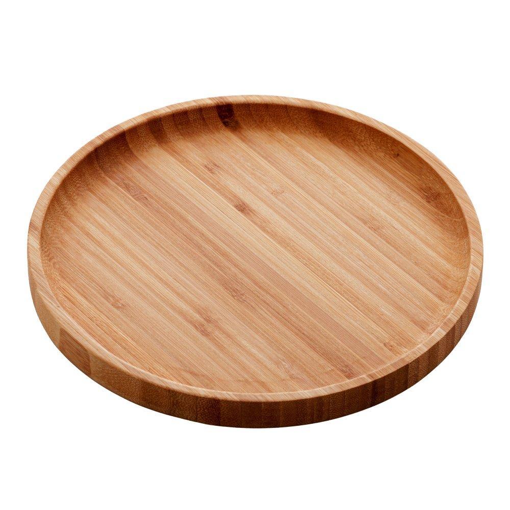 Bandeja de Bambu Hire 20cm Lyor para Servir Café Chá Petiscos Mesa Posta Cozinha Decoração Organização Prática e Natural