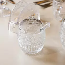 Meleira com Pegador Mauve Cristal Wolff 11cm para Mel Geleia Caldas Café da Manhã Mesa Posta Servir Elegante Decorativa
