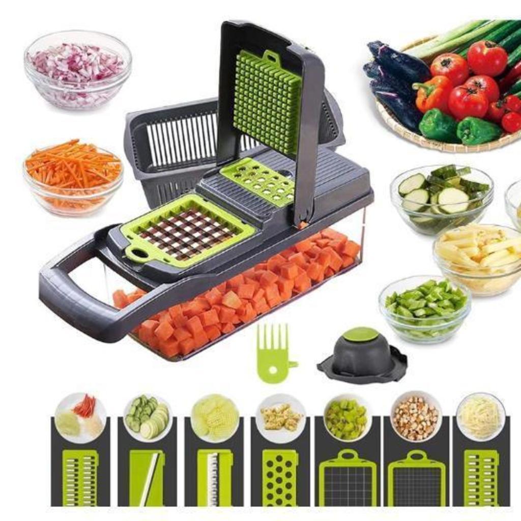 Cortador Multifuncional Fatiado de Legumes 14 Em 1 Frutas Vegetais Multifuncional picador em Oferta na Shopee