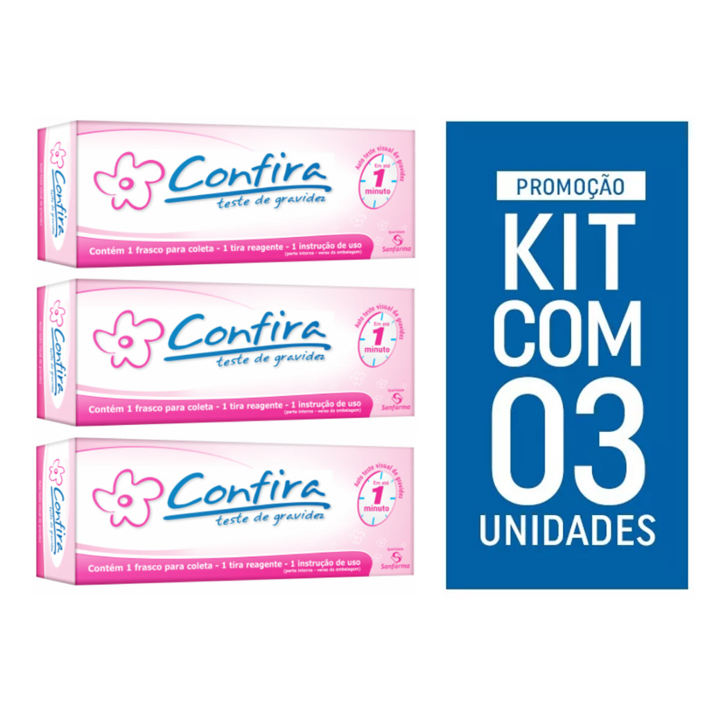 Kit com 3 Teste de Gravidez Fitinha Confira - Sanfarma