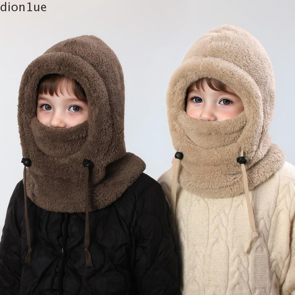 DION1UE Chapéu Balaclava De Pelúcia , Boné À Prova De Vento Para Crianças De Cor Sólida Quente , Cachecol Com Capuz E Co