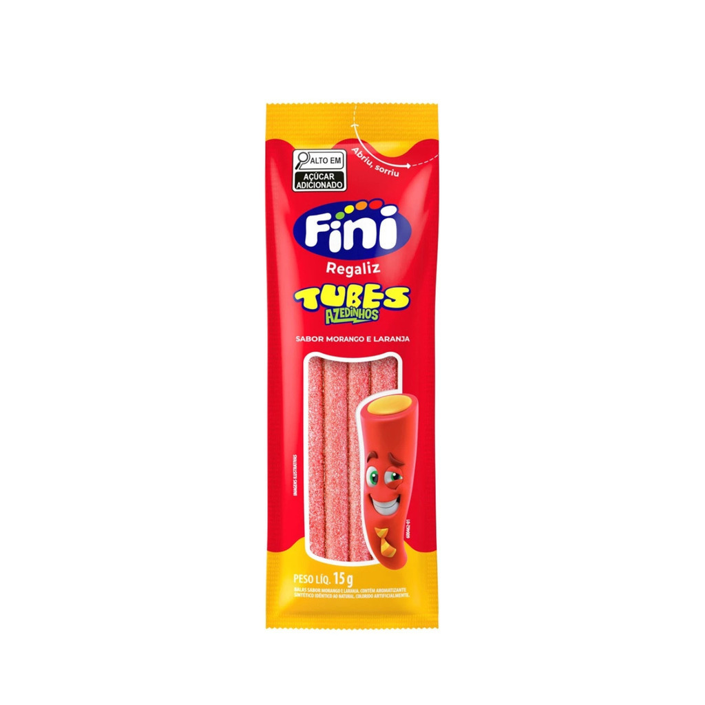 Tubes Morango com Laranja Azedinho 15g - Fini
