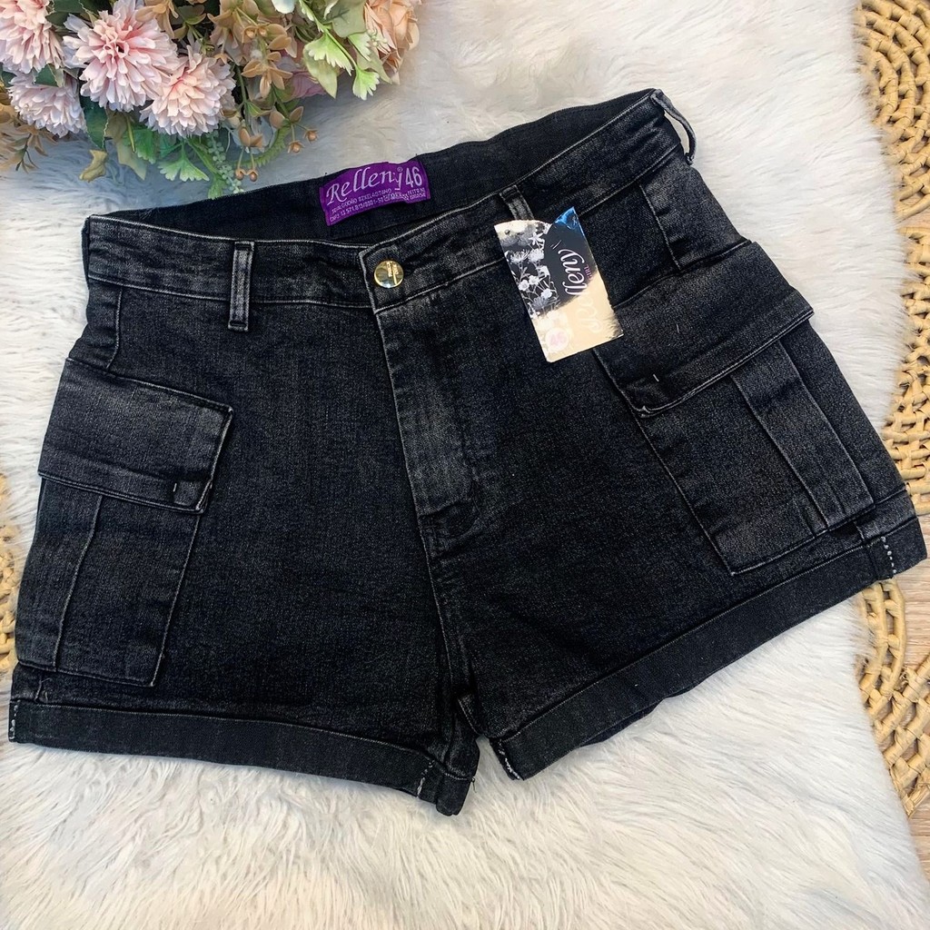 Short jeans plus size cintura alta feminina 46 a 54 em Oferta na Shopee