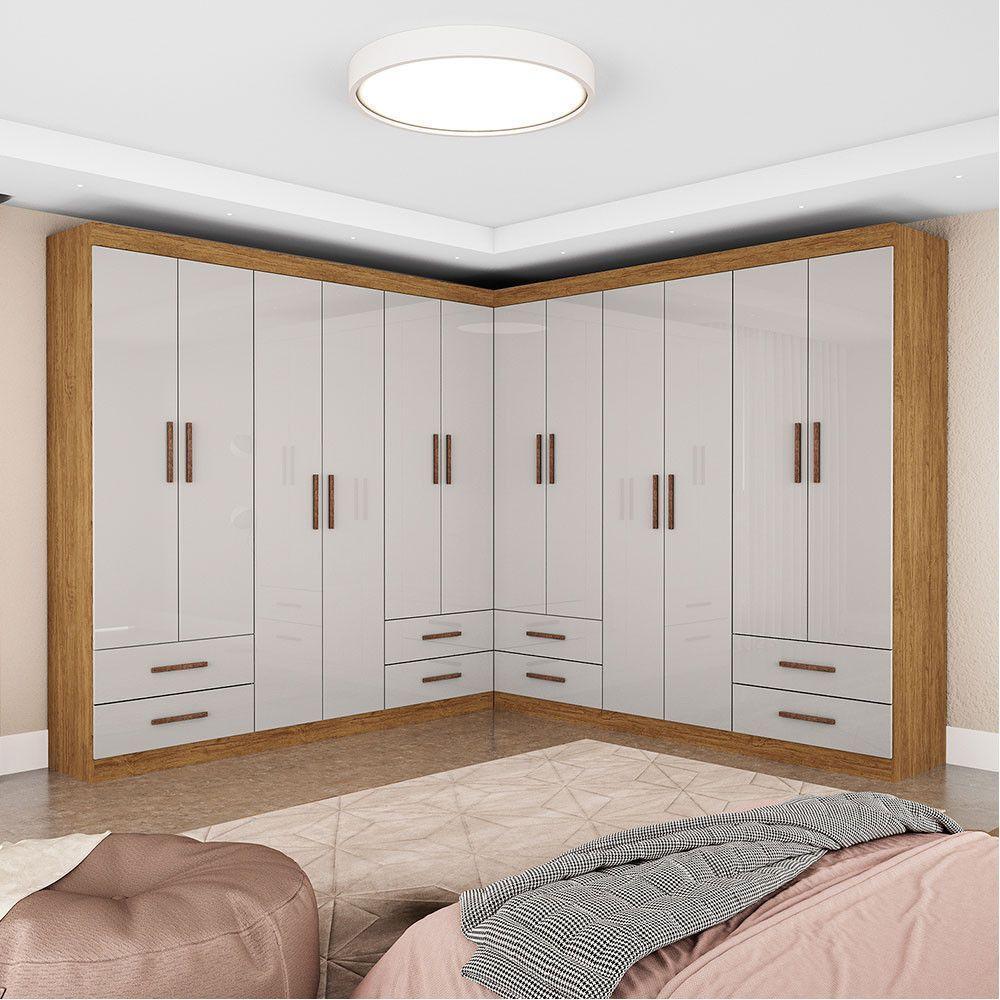 Closet Casal Duplo Lu 12 Portas 8 Gavetas Cinamomo em Oferta na Shopee