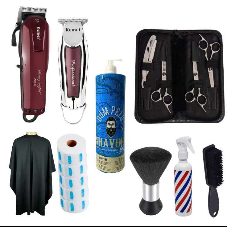 Kit barbeiro completo com máquina profissional - Envio imediato