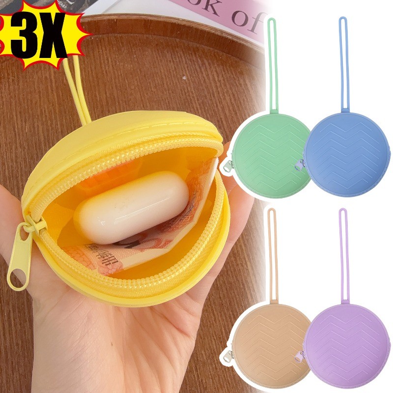 Bolsa Organizadora De Moedas Multiuso De 3 Unidades-De Armazenamento De Silicone-Para Chupetas , Lanches , Chaves , Bato
