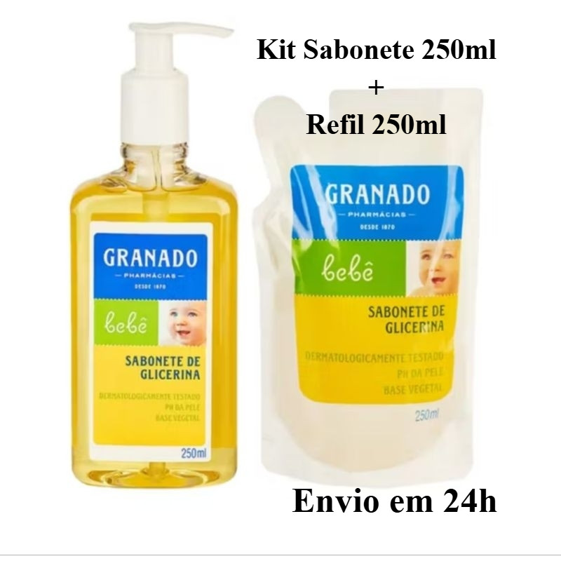 Kit Sabonete Líquido Granado 250ml + Refil 250ml – Total 500ml | Original | Suave para Pele Sensível