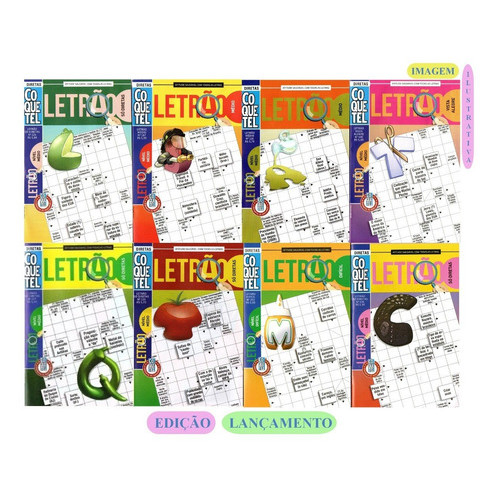 Kit 6 Livro Palavras Cruzada Letrão Médio E Difícil Coquetel