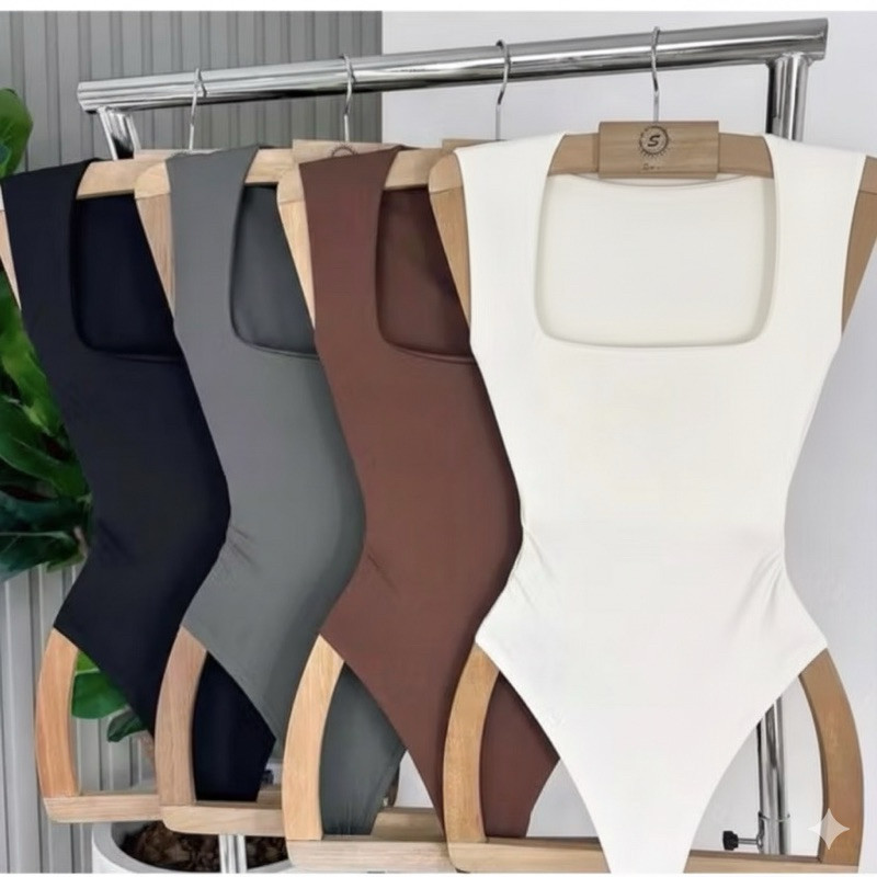 Bode Collant Feminino Regata Blusa Decote Quadrado Com Forro Estilo Blogueira