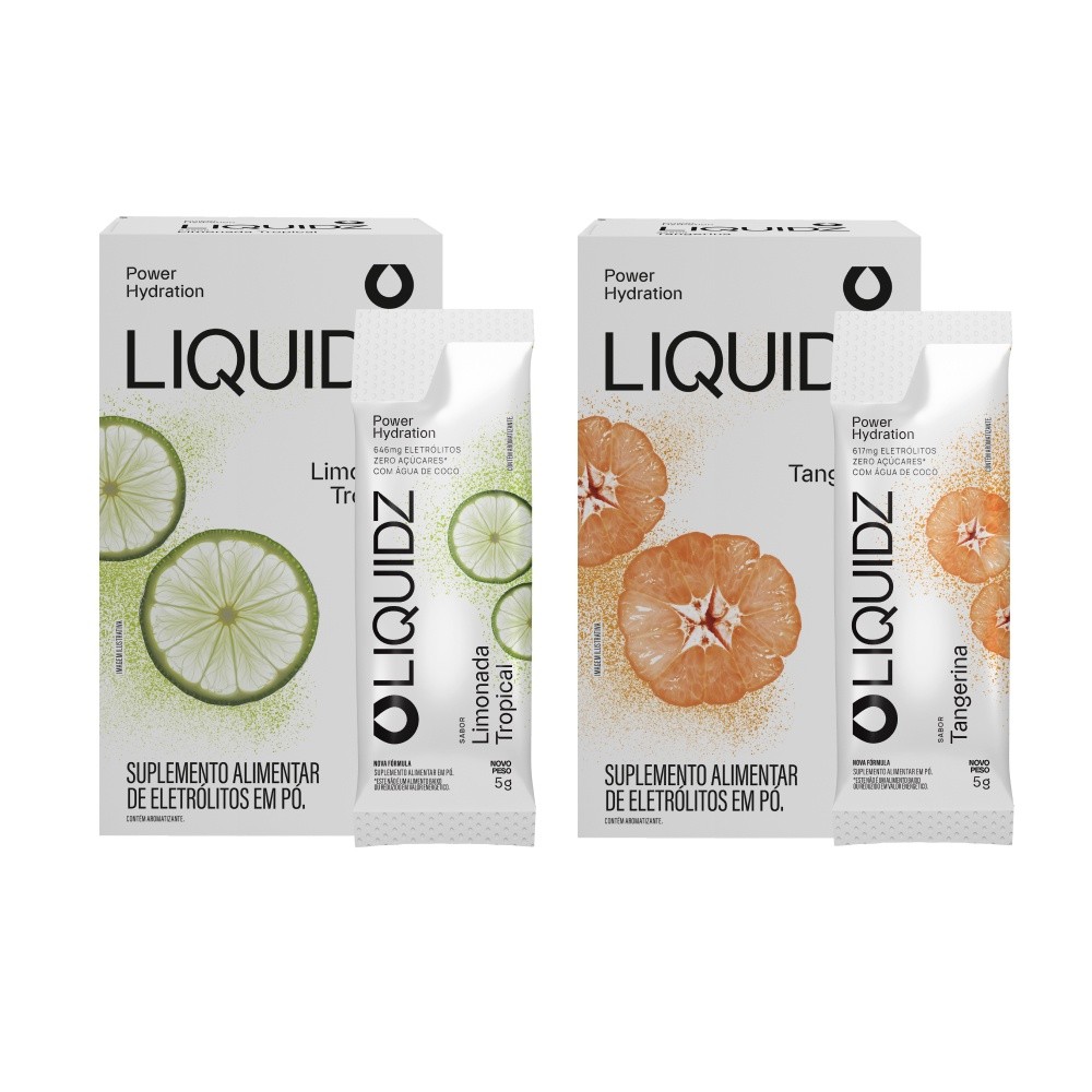 Kit Limonada | Tangerina LIQUIDZ® - Eletrólitos Zero Açúcares - 2 Caixas - 12 sachês