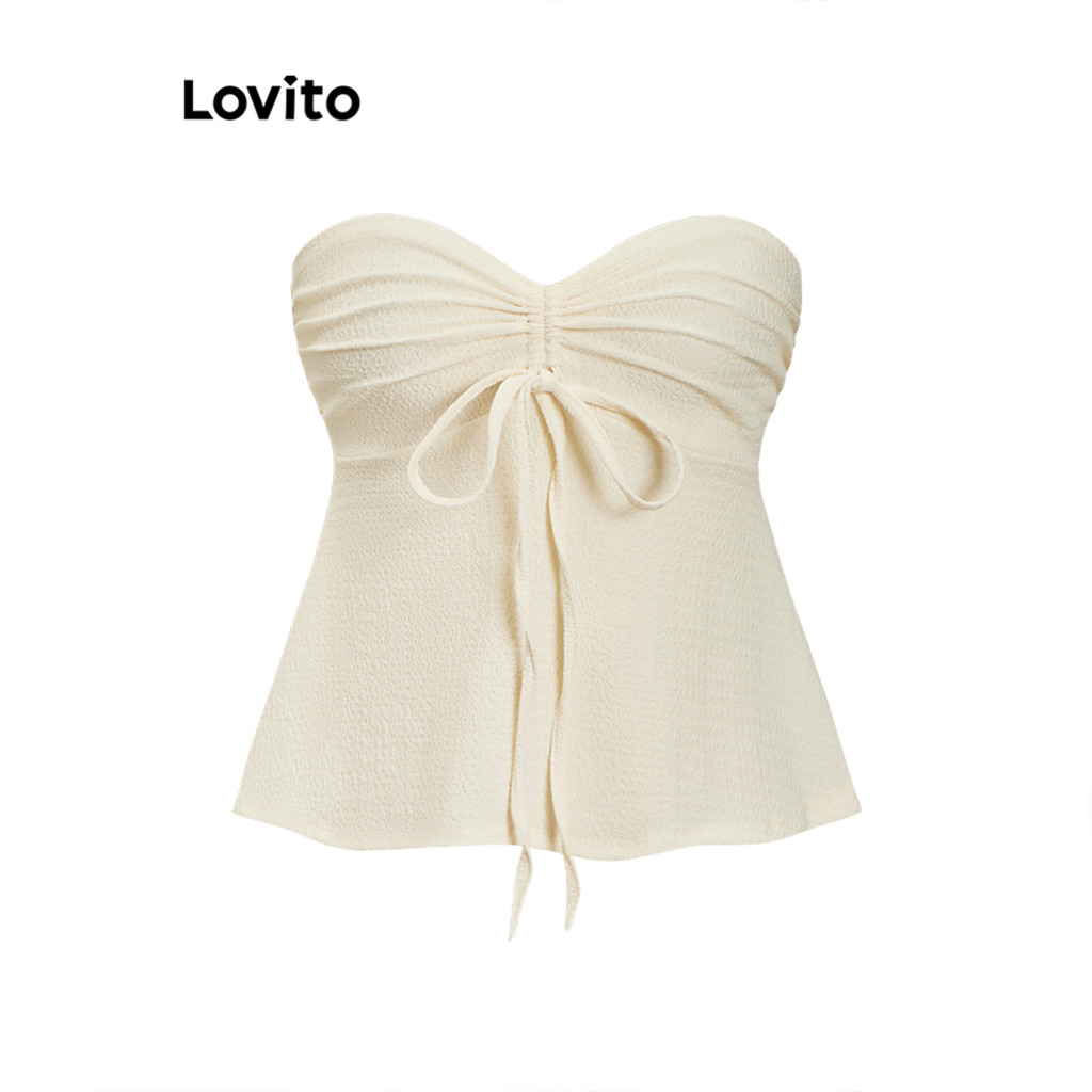 Lovito Regata Vintage Com Cordão Liso E Distintivo Para Mulheres L97AD206 em Oferta na Shopee