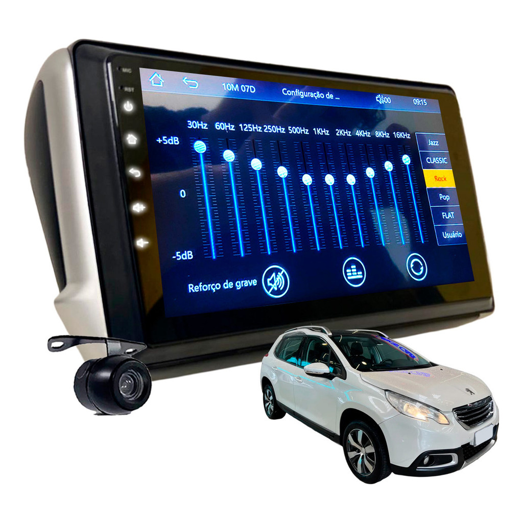 Kit Multimídia Mp10 Bt Musica Carplay Peugeot 2008 2013-20