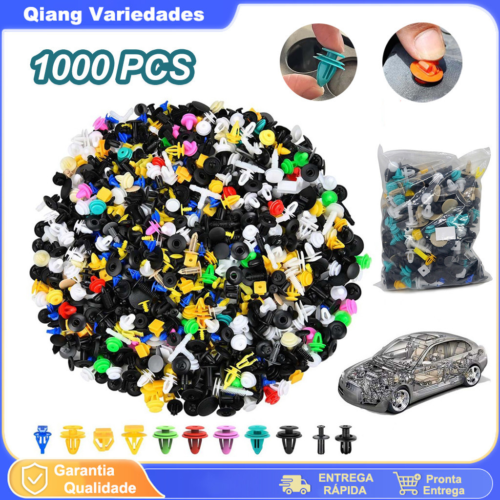 Kit 1000 Presilhas+1 pinças Grampos Fixadores Carro Veiculo Parabarro Painel De Porta Interna, Parafusos De Pressão em Oferta na Shopee