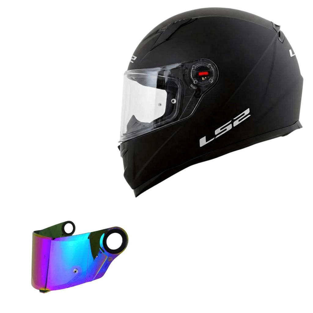 Capacete Ls2 ff358 Monocolor Preto Fosco + Viseira Camaleao