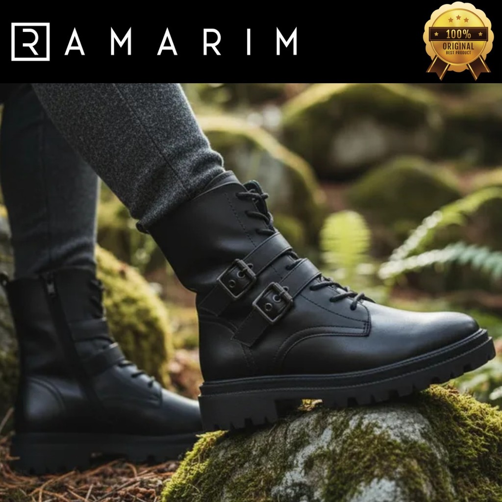 Bota Ramarim Feminina Coturno com Sola Tratorada Confortável Macio Tendência Moda Elegante Original
