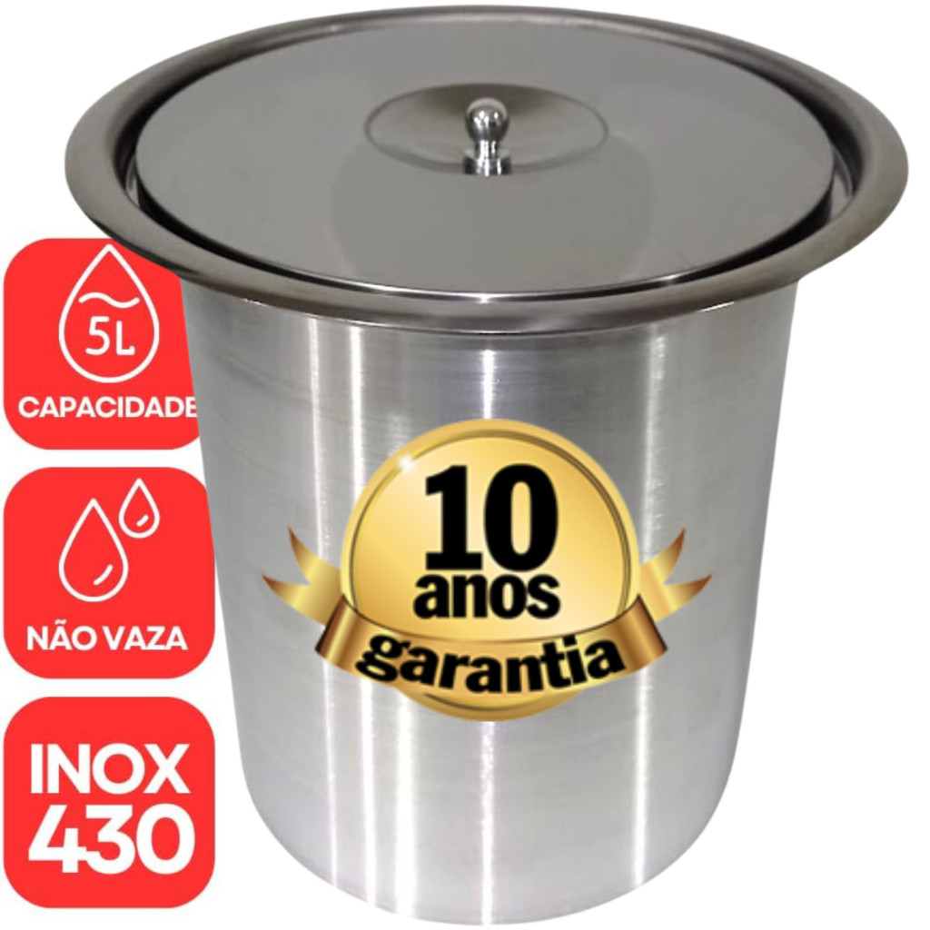 Lixeira de Embutir Inox Cesto De Lixo Embutir Bancada Granito Cozinha Inox 304 - 5 Litros