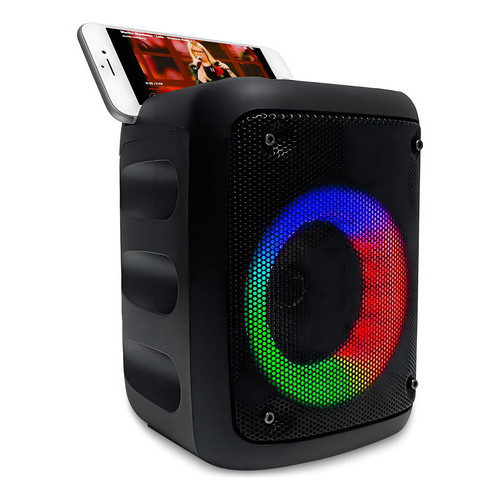Caixa De Som Bluetooth Portátil Kts Kts 1236 Preta C/ Led E Função Karaokê Preto 127/220v