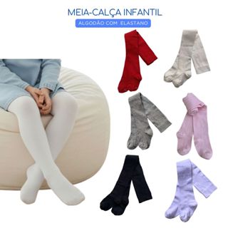 Meia Calça Infantil Lisa Algodão Fio 80 em Oferta na Shopee
