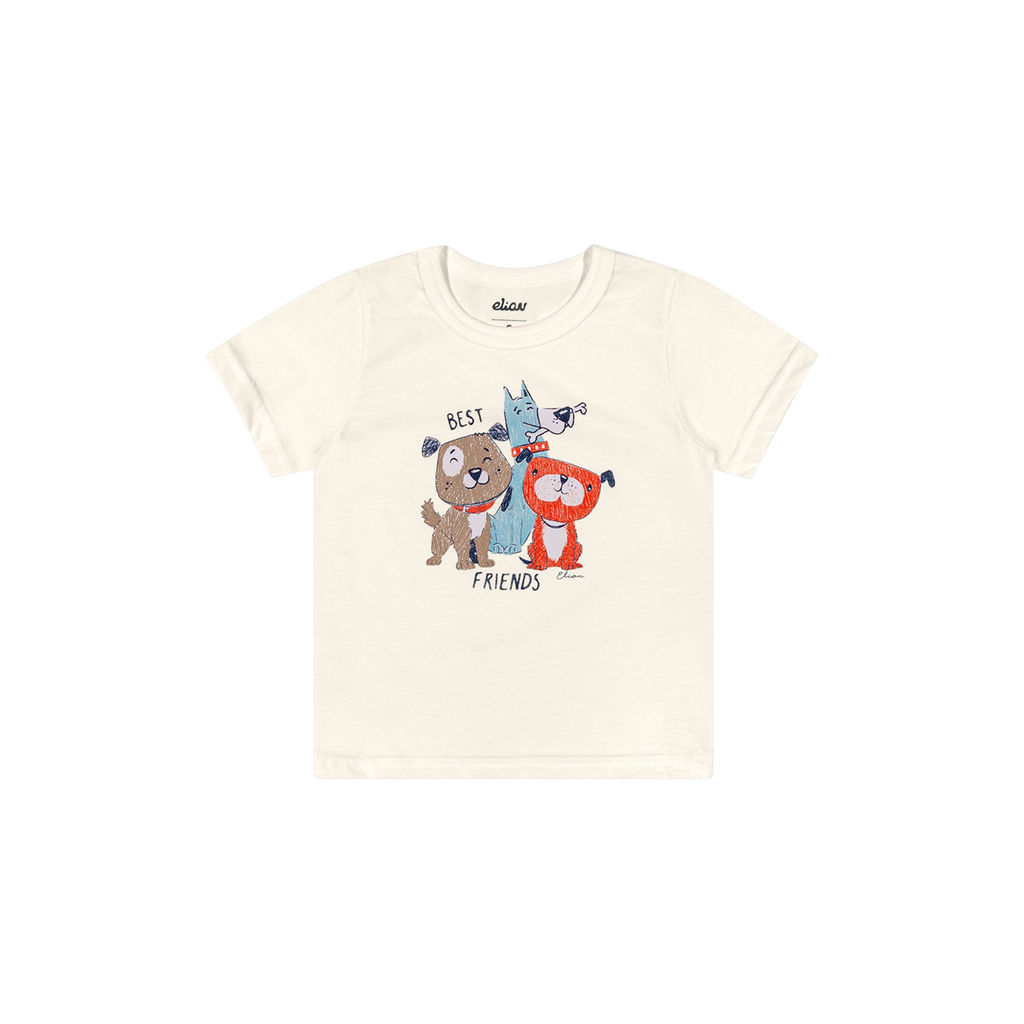 Camiseta Bebê Menino Manga Curta Cachorrinhos Elian Bege