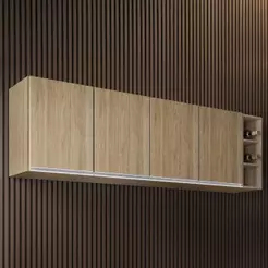 Armário de Cozinha Aéreo 180cm Nevada com Nicho Castanho - Lumil