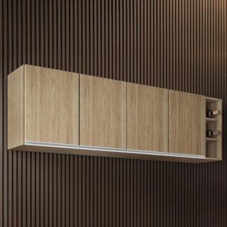 Armário de Cozinha Aéreo 180cm Nevada com Nicho Castanho    - Lumil em Oferta na Shopee