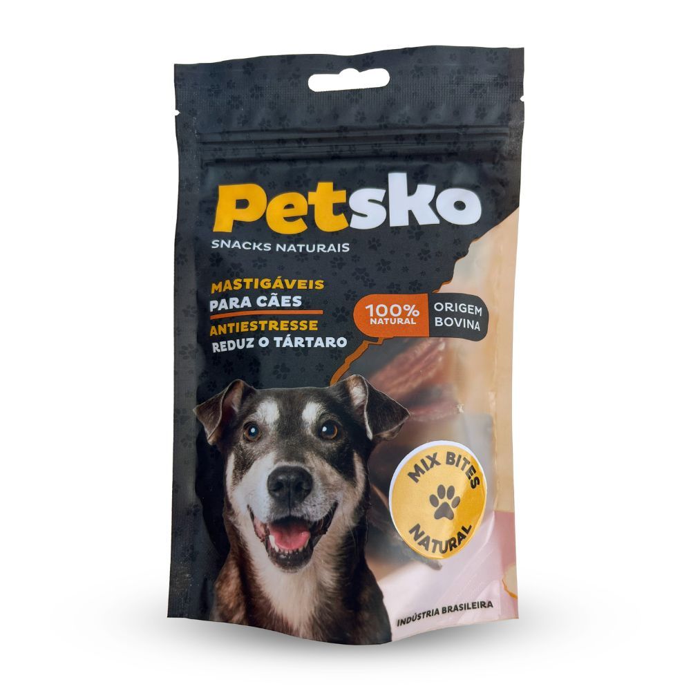 Petiscos Mastigáveis para Cães Petsko Mix Bovino Desidratado 80g