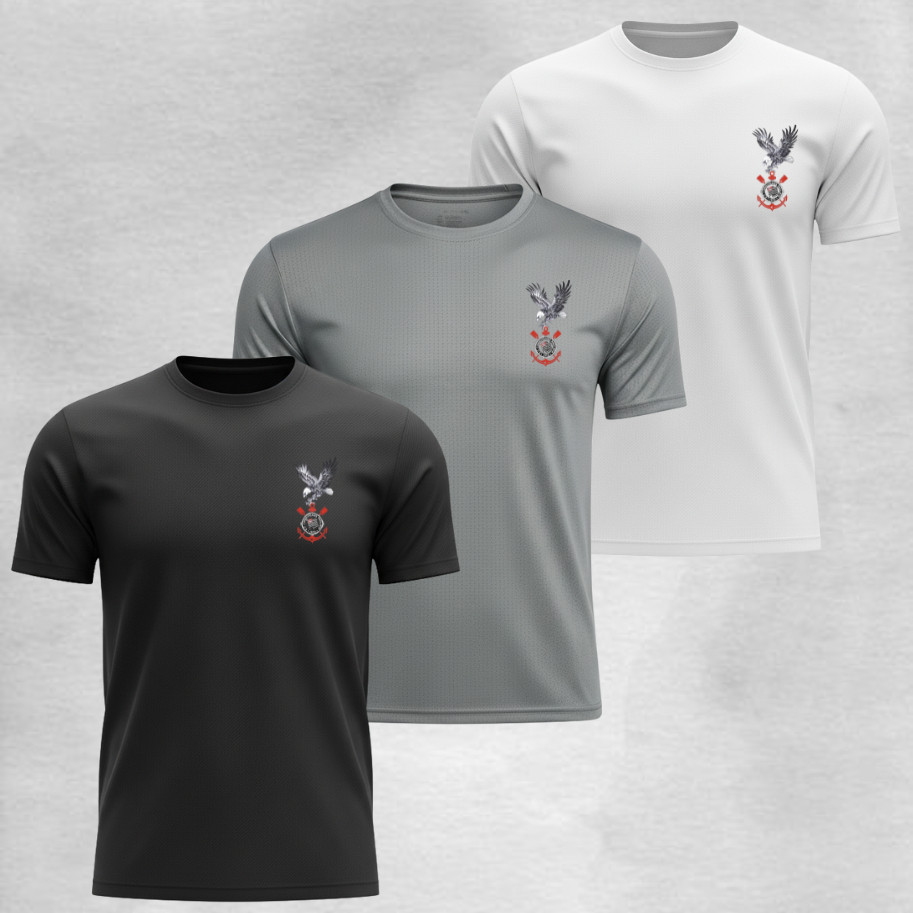 Kit 3 Camisas Gaviões Fiel 01 Dry Fit Treinos Academia Corrida Torcida Organizada Futebol