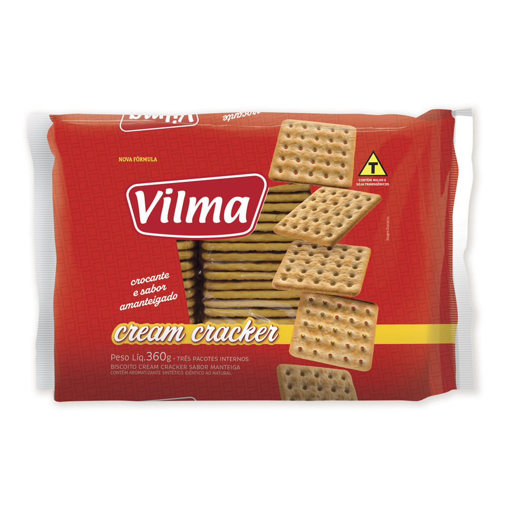 Biscoito Cream Cracker Vilma Sabor Amanteigado 360g em Oferta na Shopee