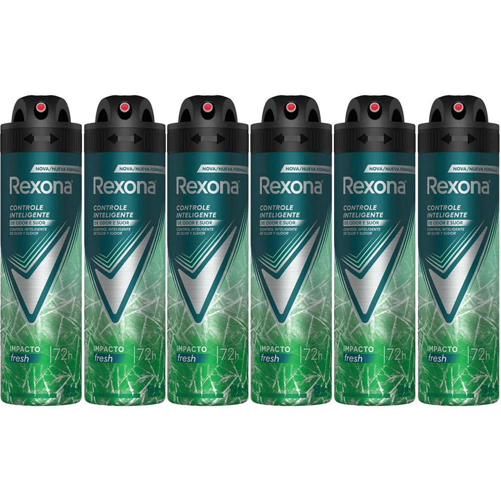 Kit Desodorante Aerosol Rexona Men Impacto 150ml - 6 Unidades em Oferta na Shopee