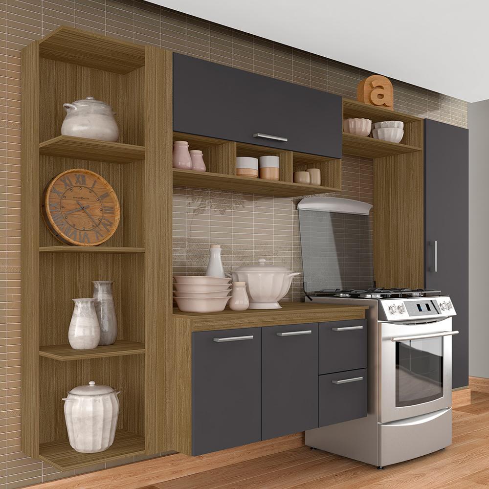 Armário De Cozinha Suspenso 5 Peças Luisa Boreal/grafit - M. Arapongas em Oferta na Shopee