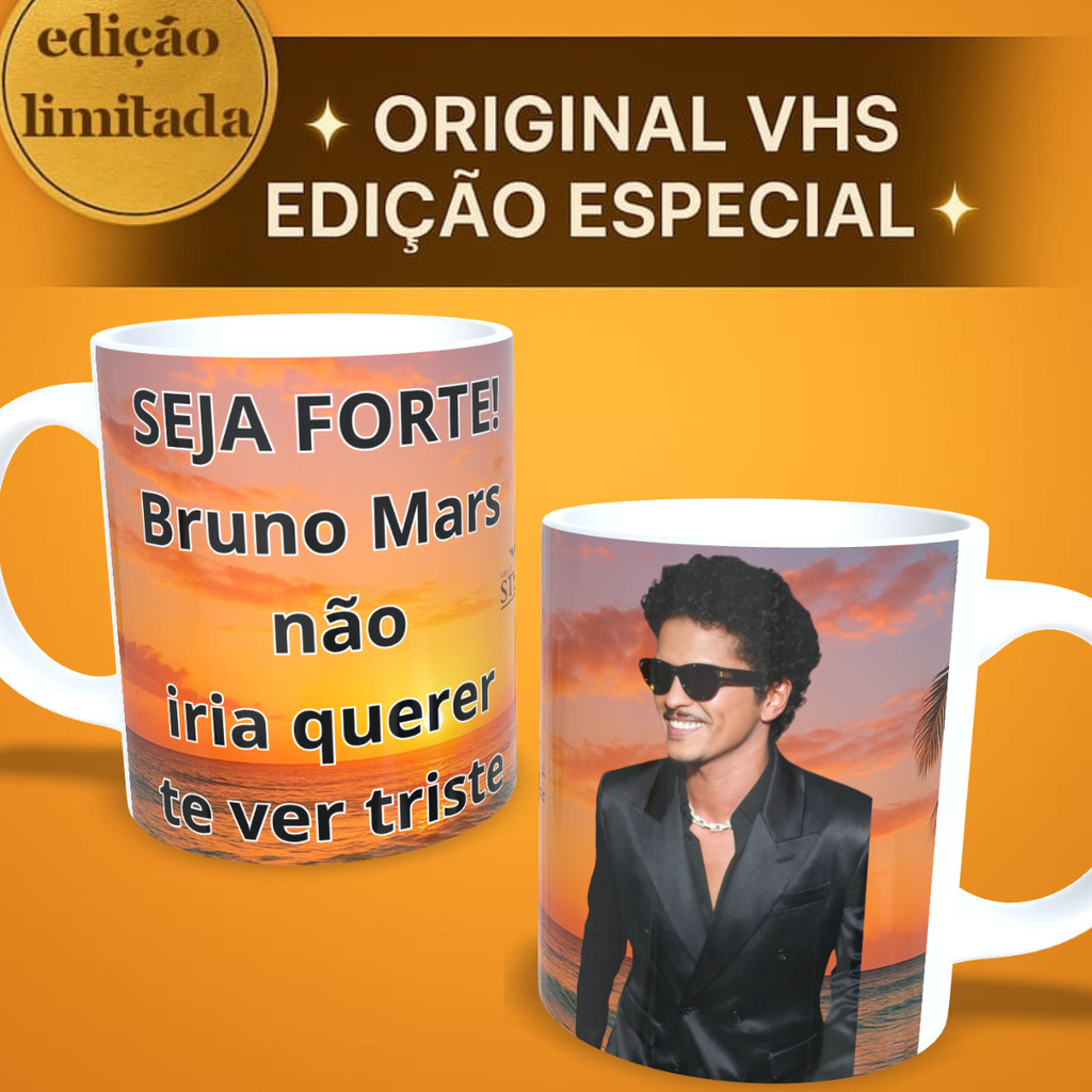 Caneca Cantor Pop Internacional Seja Forte pra Quem Ama Música VHS