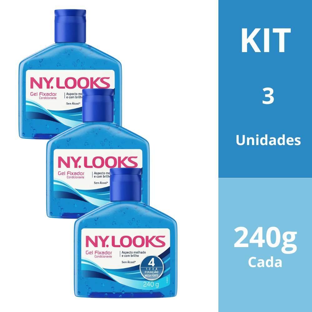 Kit 3 Un Gel Fixador Ny Looks 4 Fixacao Mega Forte 240g em Oferta na Shopee