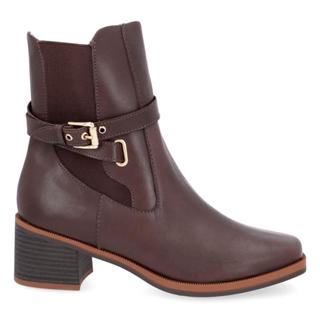 Bota Usaflex Feminina Em Couro Salto Bloco Tira Enfeite AL3003 em Oferta na Shopee