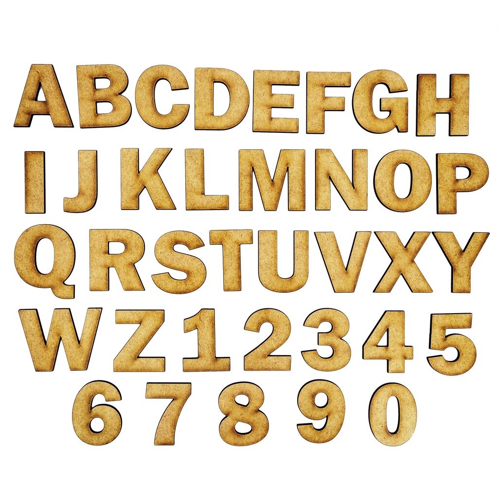 Letras Alfabeto + Números 10cm Altura MDF 3mm Completo Tamanho Corte a Laser de A a Z em Oferta na Shopee