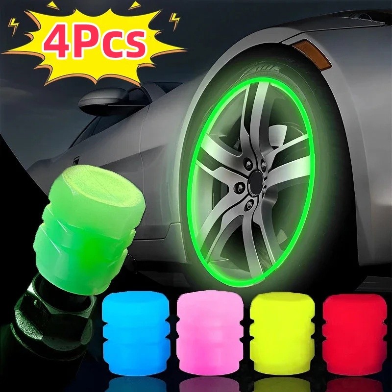 4 peças Tampa de válvula de pneu fluorescente Carro Moto Bicicleta carro roda Hub decorativa pneu aro Stem cobre de bico em Oferta na Shopee