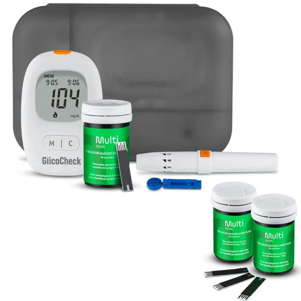 KIT GLICOCHECK CARE PLUS COM 60 TIRAS HC487K - MULTI SAÚDE
