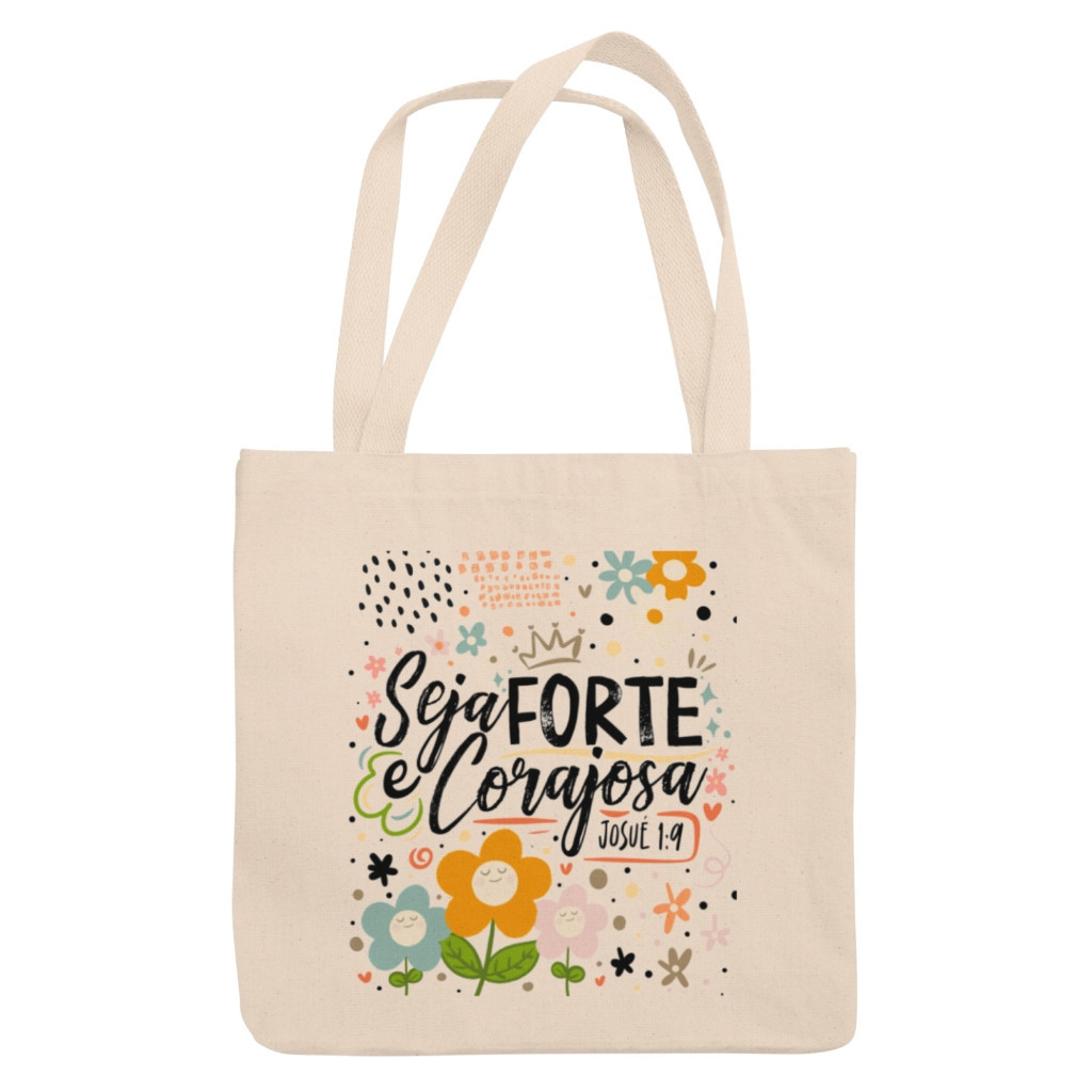 Bolsa Sacola Ecobag Brim Com e Sem Zíper  Frases Motivacionais Salmos da Bíblia Gospel 100% Algodão