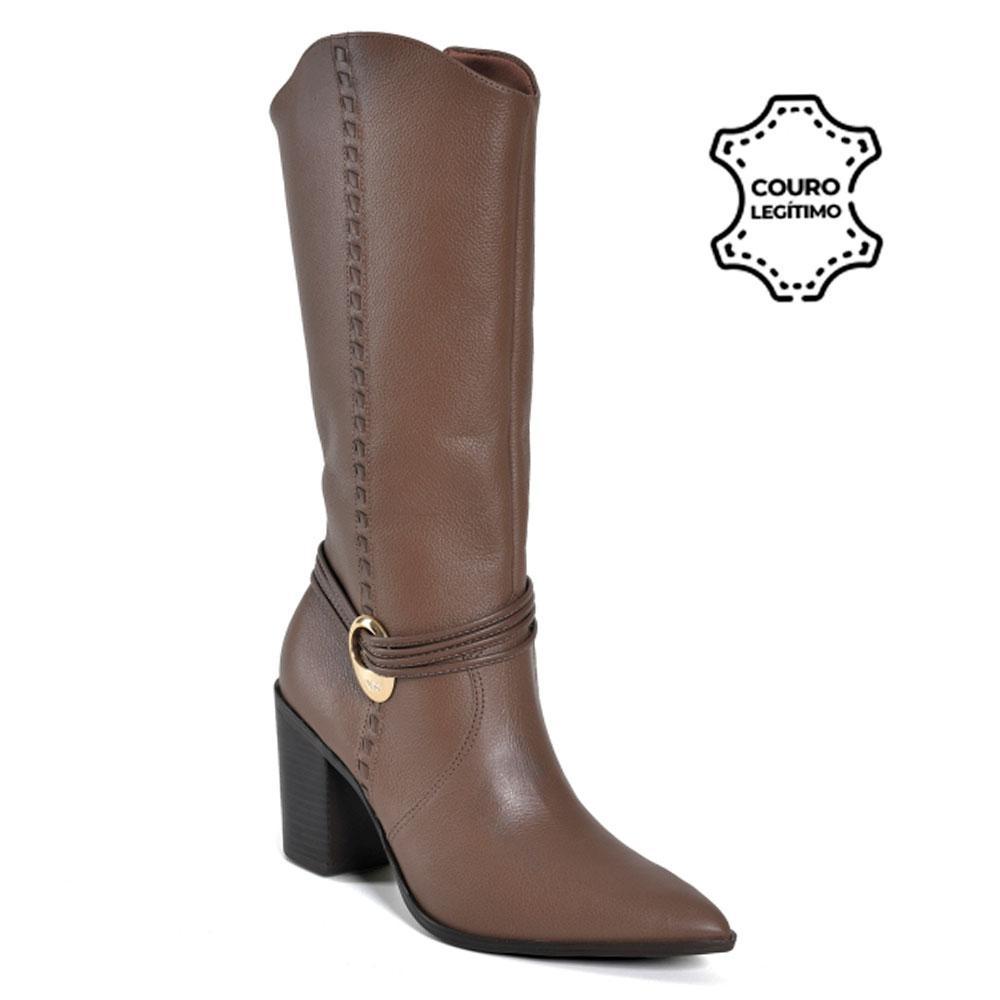 Bota de Couro e Cano Alto Feminina Via Marte