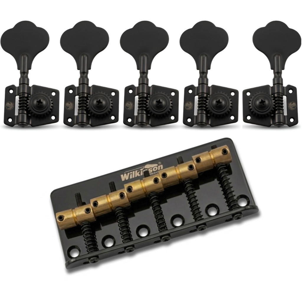Kit de Tarraxas Para Contra Baixo Precision Jazz Bass 4+1 + Ponte Vintage Wilkinson 5 Cordas