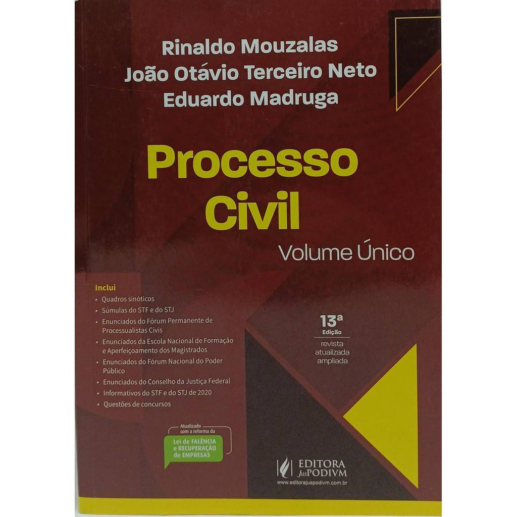 Livro Processo Civil Volume Único de Rinaldo Mouzalas João Otávio T Neto e Eduardo Madruga